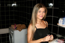 Stunning blonde coed in